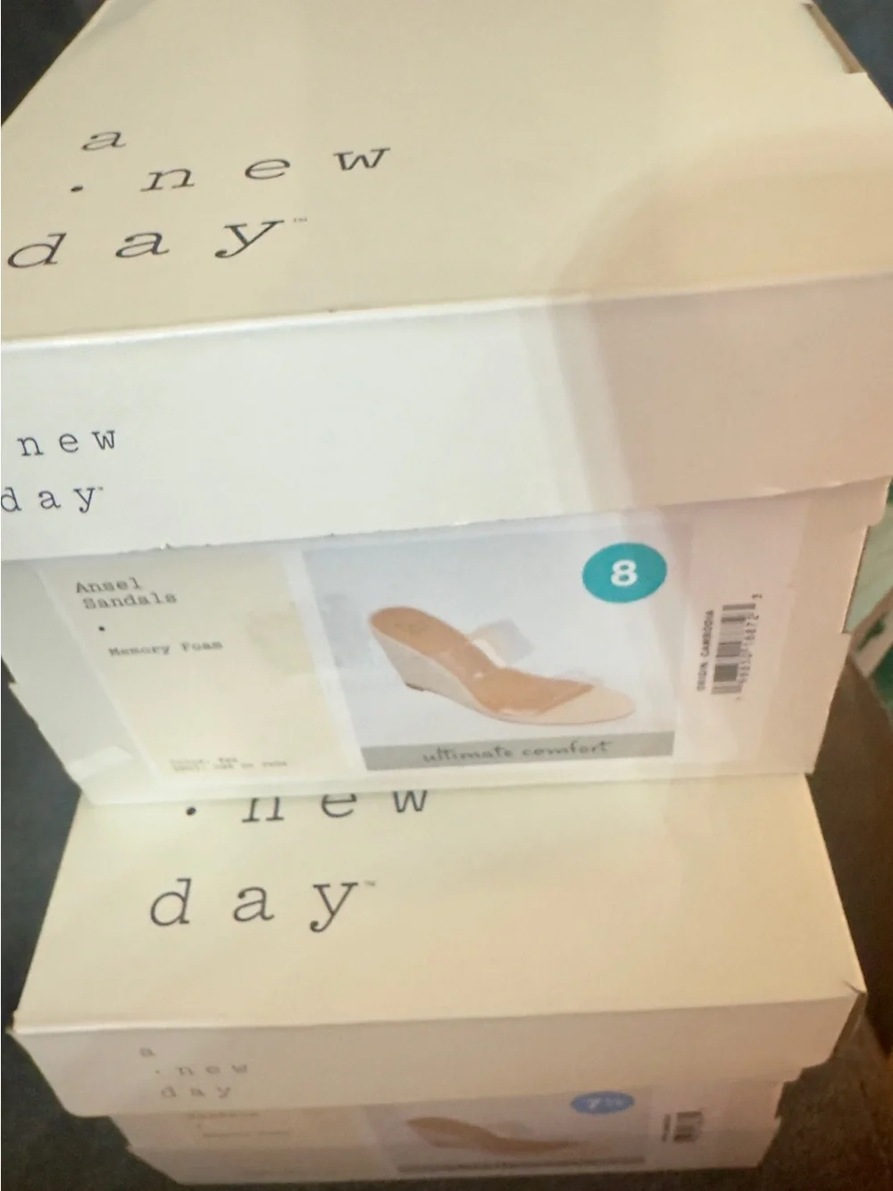 a new day Metallic Gold Espadrille Wedge Sandals with Clear Straps